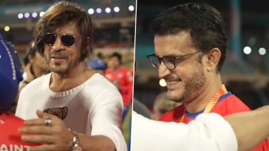 Shah Rukh Khan Meets Sourav Ganguly As Bollywood Superstar Visits Delhi Capitals and Mumbai Indians Practice Ahead of WPL 2024 Opening Ceremony (Watch Video)